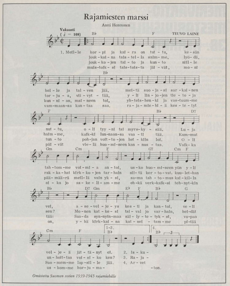 Rajahistoria: Rajamiesten marssi – laulu, joka antaa rajalle&nbsp;äänen