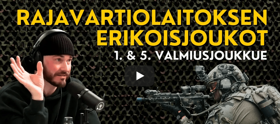 Mighty Finland -podcastin jakson kansikuva Rajavartiolaitoksen 1. ja 5. valmiusjoukkueista.